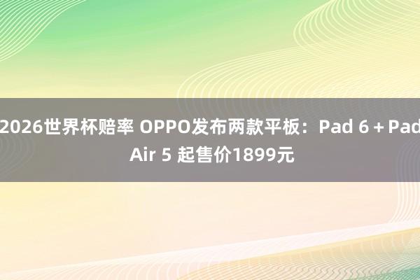 2026世界杯赔率 OPPO发布两款平板:Pad 6+Pad Air 5 起售价1899元