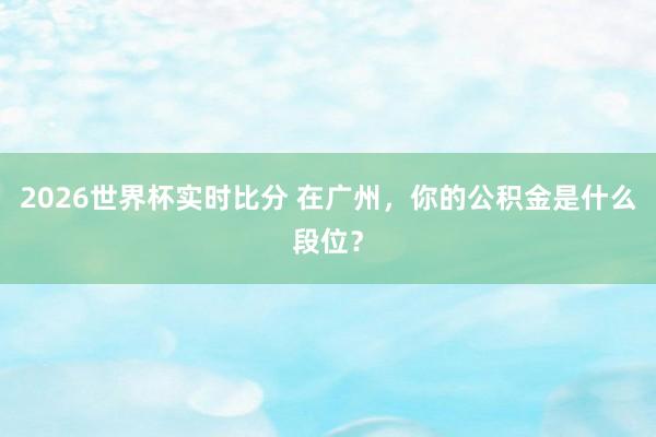2026世界杯实时比分 在广州,你的公积金是什么段位?