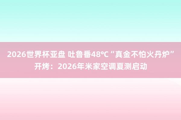 2026世界杯亚盘 吐鲁番48℃“真金不怕火丹炉”开烤:2026年米家空调夏测启动