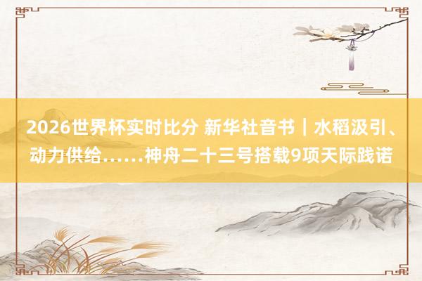2026世界杯实时比分 新华社音书|水稻汲引、动力供给……神舟二十三号搭载9项天际践诺