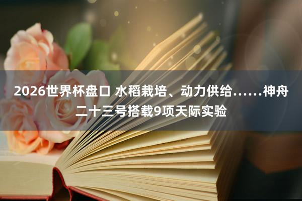2026世界杯盘口 水稻栽培、动力供给……神舟二十三号搭载9项天际实验