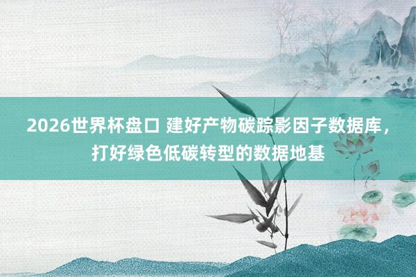 2026世界杯盘口 建好产物碳踪影因子数据库,打好绿色低碳转型的数据地基
