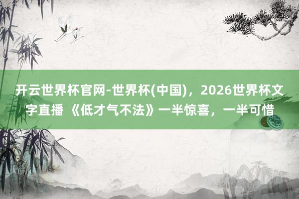 开云世界杯官网-世界杯(中国),2026世界杯文字直播 《低才气不法》一半惊喜,一半可惜