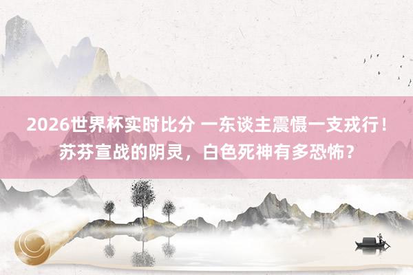 2026世界杯实时比分 一东谈主震慑一支戎行!苏芬宣战的阴灵,白色死神有多恐怖?