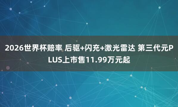 2026世界杯赔率 后驱+闪充+激光雷达 第三代元PLUS上市售11.99万元起