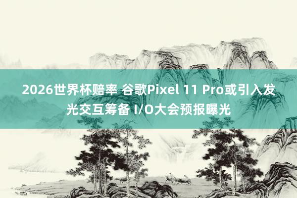2026世界杯赔率 谷歌Pixel 11 Pro或引入发光交互筹备 I/O大会预报曝光