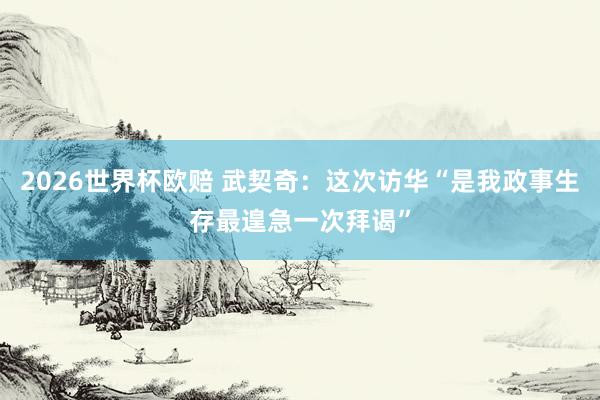 2026世界杯欧赔 武契奇:这次访华“是我政事生存最遑急一次拜谒”