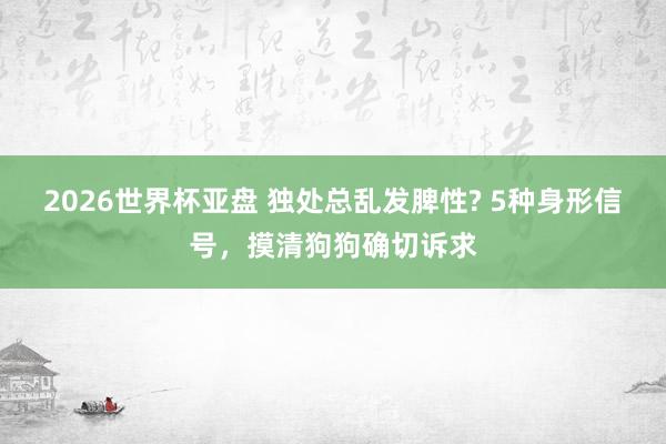 2026世界杯亚盘 独处总乱发脾性? 5种身形信号,摸清狗狗确切诉求