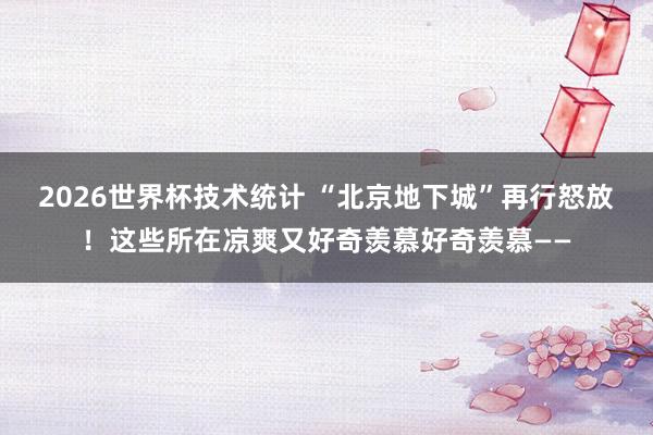 2026世界杯技术统计 “北京地下城”再行怒放!这些所在凉爽又好奇羡慕好奇羡慕——