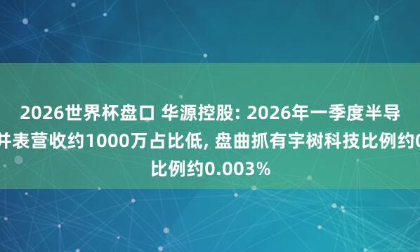 2026世界杯盘口 华源控股: 2026年一季度半导体业务并表营收约1000万占比低, 盘曲抓有宇树科技比例约0.003%