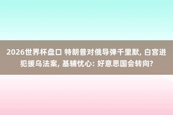 2026世界杯盘口 特朗普对俄导弹千里默, 白宫进犯援乌法案, 基辅忧心: 好意思国会转向?