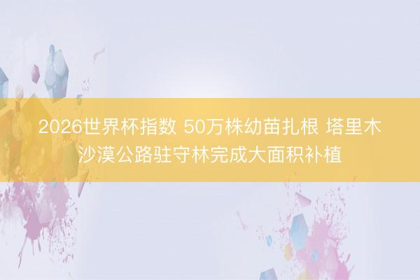 2026世界杯指数 50万株幼苗扎根 塔里木沙漠公路驻守林完成大面积补植