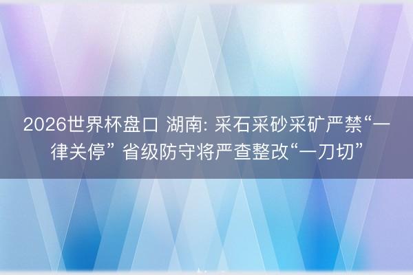2026世界杯盘口 湖南: 采石采砂采矿严禁“一律关停” 省级防守将严查整改“一刀切”